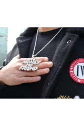 Iced Taşlı No Money No Friend Kolye - 1