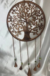 Deprem Zili Çanı Rüzgar Çanı Zili Feng Shui HaYat Ağacı Komple Metal 5 Çanlı Bronz thumbnail 3