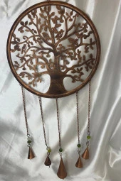 Deprem Zili Çanı Rüzgar Çanı Zili Feng Shui HaYat Ağacı Komple Metal 5 Çanlı Bronz thumbnail 4