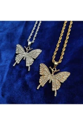 Iced Taşlı Butterfly Kolye - 2