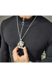 Iced Taşlı Otf Kolye Silver Renk - 1