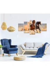 KANVAS TABLO ATLAR 5 PARÇA - 2
