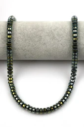 Su Yeşili Renkli Hematit Dizi 4 x 8 mm Rondel Kesim thumbnail 2