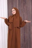 Şallı Namaz Elbisesi 3857 Kahverengi thumbnail 6