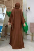 Şallı Namaz Elbisesi 3857 Kahverengi - 2