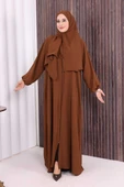 Şallı Namaz Elbisesi 3857 Kahverengi thumbnail 3