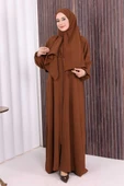 Şallı Namaz Elbisesi 3857 Kahverengi thumbnail 2