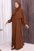 Şallı Namaz Elbisesi 3857 Kahverengi thumbnail 4