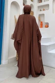 Şalıyla Birlikte Tulum ve Abaya İkili Takım 8519 Kahverengi - 2