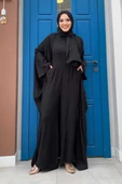 Şalıyla Birlikte Tulum ve Abaya İkili Takım 8519 Siyah thumbnail 3