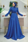 Taş Detaylı Saten Abiye Elbise 1158 Saks thumbnail 1