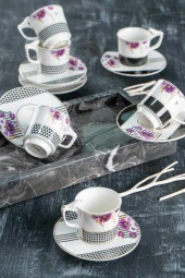 Acar Black Wall 6'lı Kahve Fincan Takımı - 1