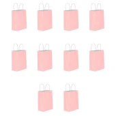 Büküm Saplı Kraft Kağıt Karton Hediyelik Çanta Poşet Torba - Pembe - 31x41 Cm. - 10 Adetlik 1 Paket - 1