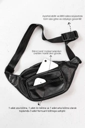 Hakiki Deri Siyah Freebag - Bel Çantası & Göğüs Çantası - 4