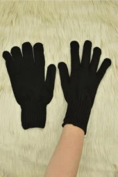 Unisex Siyah Triko Örgü Eldiven - 1