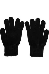 Unisex Siyah Triko Örgü Eldiven - 2