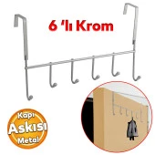 Ahşap Kapı Arkası Askılık Elbise Havlu Asma Askı Metal 6'lı Tekli Banyo Lavabo Sağlam Aparat Gri - 1