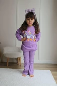 KIZ ÇOCUK 2 İPLİK MİNNİE VE DUFFY DUCK DESENLİ İSPANYOL PAÇA TAKIM - 1