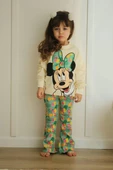 KIZ ÇOCUK 2 İPLİK MİNNİE VE DUFFY DUCK DESENLİ İSPANYOL PAÇA TAKIM - 7