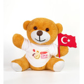 23 Nisan Kutlu Olsun Tişörtlü & Bayraklı Sevimli Ayıcık - 1