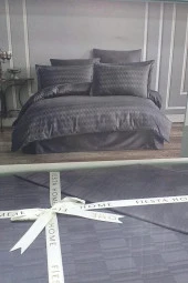 Fiesta Saten Çift Kişilik Nevresim Takımı Geometrıc Belinda Antrasit - 1