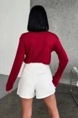 Rahat Ve Şık Uzun Kollu Bisiklet Yaka Likralı Viskon Penye Body Bordo - 4