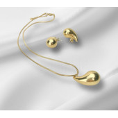 Kadın Bottega Gold Çelik Küpe+Kolye Seti - 1