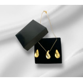 Kadın Bottega Gold Çelik Küpe+Kolye Seti - 3