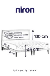 Niron Slim Pocket Yatak Seti - 120x200 Tek Kişilik Paket Yaylı Yatak, Metal Baza ve Başlık Takımı - 7