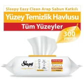 Sleepy Easy Clean Arap Sabunu Katkılı Yüzey Temizlik Havlusu 3x100 (300 Yaprak) - 1