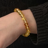 Lucky Life 925 Ayar Gumuss Yetişkin Damla Kehribar Bileklik - 3