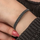 Lucky Life 925 Ayar Gumuss Kazaziye Örgü Bileklik - 4