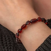 Lucky Life 925 Ayar Gumuss Yetişkin Damla Kehribar Bileklik - 5