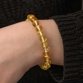 Lucky Life 925 Ayar Gumuss Yetişkin Damla Kehribar Bileklik - 4