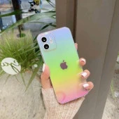iPhone 13 Pro Parlak Rainbow Holografik Kamera Korumalı Sert Kılıf thumbnail 1