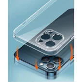 iPhone 13 Pro Kamera Korumalı Şeffaf Tıpalı Silikon Kılıf - 4