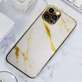 İphone 13 Pro Max Marble Parlak Mermer Desenli Cam Telefon Kılıfı thumbnail 2