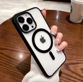 İphone 12 Pro Max Magsafe Uyumlu Magsafe Uyumlu Mat Çerçeveli Telefon Kılıfı thumbnail 5