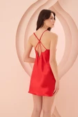 Kırmızı Sırt Dekolteli Saten Tek Gecelik thumbnail 3