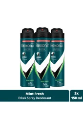 Rexona   Men Erkek Sprey Deodorant Natural Fresh Mint 72 Saat Kesintisiz Üstün Koruma 150 ml X3 - 1