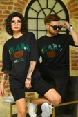 Sevgili Kombini Çift Unisex Oversize Nakışlı Siyah thumbnail 1