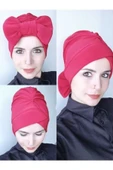 Kadın Kırmızı Fiyonklu Çift Taraflı Bone - 3