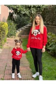 Anne Kız Sweatshirt Baskılı Kırmızı Tek Fiyatıdır - 1