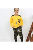 Çocuk Kamuflajlı Bere Kolye Takım Sarı - 1