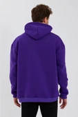 Sevgili Kombini Çift Oversize Kapşonlu Üç Iplik Sweatshirt Mor - 2
