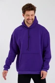 Sevgili Kombini Çift Oversize Kapşonlu Üç Iplik Sweatshirt Mor - 1