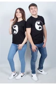 Sevgili Çift Kombini Unicex Baskılı Tişört Siyah thumbnail 2