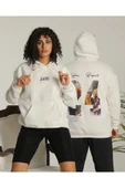 Sevgili Kombini Çift Unisex Oversize Baskılı Sweatshirt Beyaz - 1