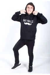 Sevgili Kombini Çift Baskılı Sweatshirt Siyah thumbnail 4