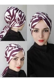 Kadın Desenli Şal Toka Bone Zebra Lacivert - 1
